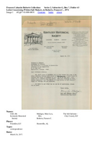 Letter Concerning Whites/Salt Makers, to Roberts, Frances C., 1971
