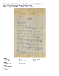 Query Letter Concerning 1863 Pikeville Refugees, undated