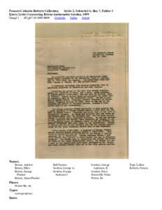 Query Letter Concerning Beirne/Ambassador Gordon, 1959