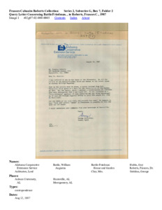 Query Letter Concerning Battle/Friedman, , to Roberts, Frances C., 1987 
