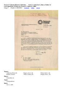 Correspondence Written by Frances C. Roberts, 1980s