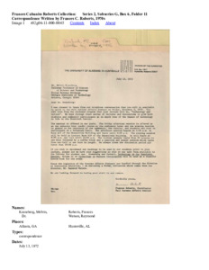 Correspondence Written by Frances C. Roberts, 1970s