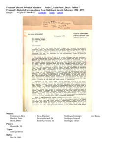 Frances C. Roberts Correspondence from Stuhlinger, Kuralt, Schenker, 1991 - 1995 