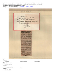 Frances C. Roberts Correspondence, 1990s