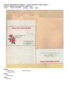 Frances C. Roberts Correspondence, 1980s (2 of 5)
