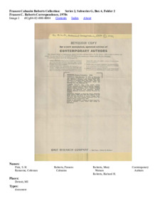 Frances C. Roberts Correspondence, 1970s