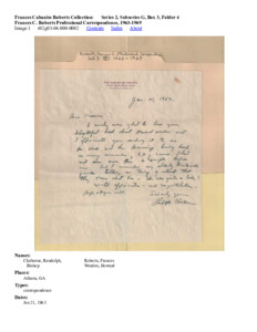 Frances C. Roberts Professional Correspondence, 1963-1969