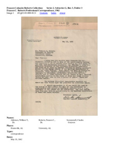 Frances C. Roberts Professional Correspondence, 1962