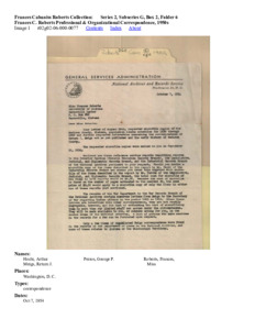 Frances C. Roberts Professional &amp; Organizational Correspondence, 1950s