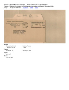 Frances C. Roberts Invitations to Weddings &amp; Graduations and Family Histories, 1950s