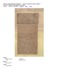 Frances C. Roberts Correspondence, undated