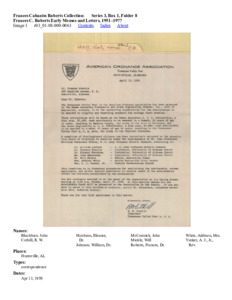 Frances C. Roberts Early Memos and Letters, 1951 -1977