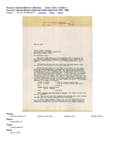 Frances Cabaniss Roberts Endowed Scholarship Fund, 1982 - 2000