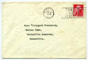 Christmas card from "Audrey, Bob & Michele" to Hildegard Nörenberg (1957-12-03).