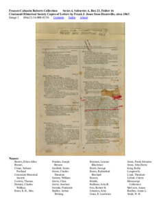 Cincinnati Historical Society Copies of Letters by Frank J. Jones from Huntsville, circa 1863