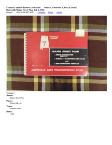 Huntsville Major Street Plan, Vol. 1, 1966