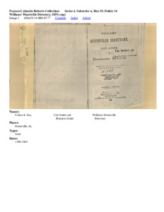 Williams' Huntsville Directory, 1859, copy