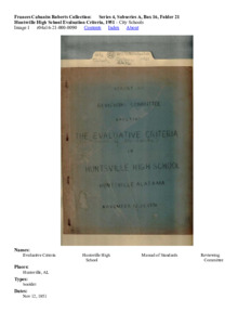 Huntsville High School Evaluation Criteria, 1951