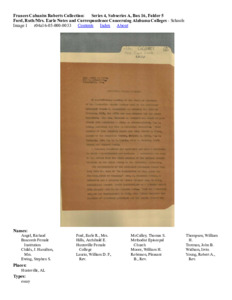 Ford, Ruth/Mrs. Earle Notes and Correspondence Concerning Alabama Colleges