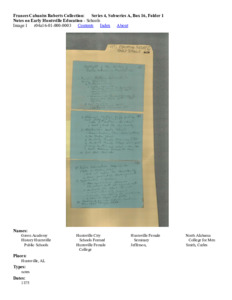 Notes on Early Huntsville Education