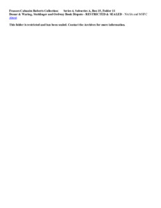 Dunar &amp; Waring, Stuhlinger and Ordway Book Dispute - RESTRICTED &amp; SEALED