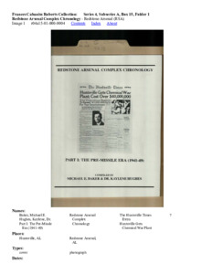 Redstone Arsenal Complex Chronology