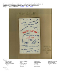 Rocket City, USA Booklet by Akens, David, circa 1960