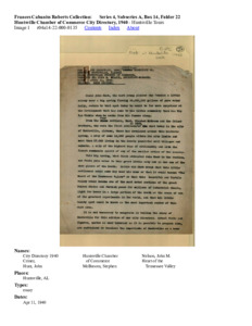 Huntsville Chamber of Commerce City Directory, 1940