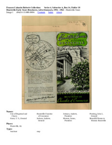 Huntsville Early Tours Brochures, Advertisements, 1954 - 1962