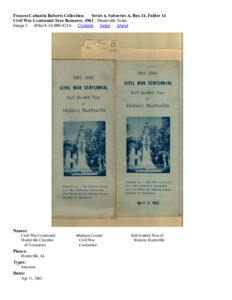 Civil War Centennial Tour Resource, 1962
