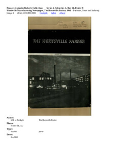 Huntsville Manufacturing Newspaper, The Huntsville Parker, 1961