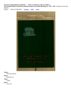 First National Bank &amp; Henderson booklet and post card, Rison Banking Co., 1931 - 1951