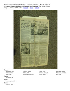 Newspapers Concerning Rogers, Wilkinson, and Coca Cola, 1985 - 1990