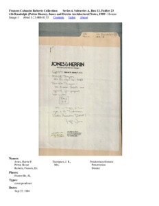 416 Randolph (Pettus House), Jones and Herrin Architectural Notes, 1989