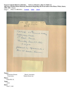 300 Gates (Weeden House/Museum), Documents Regarding the Preservation of the Home, White, James, 1990 -1991 