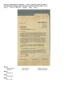 701 Adams (Paul Cottage), Jones and Herrin Architectural Notes, 1984