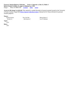 Robert Emmet Gribbin, Jr. paper on Bishop Lay, 1958