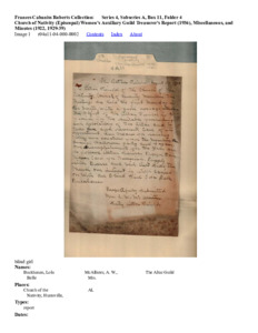 Church of Nativity (Episcopal) Women's Auxiliary Guild Treasurer's Report (1936), Miscellaneous, and Minutes (1922, 1929 - 39)