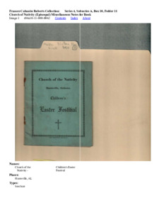 Church of Nativity (Episcopal) Miscellaneous Notes for Book