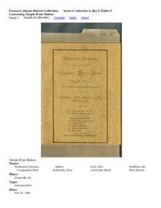 Concerning Temple B'nai Sholom