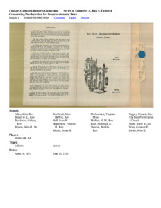 Concerning Presbyterian 1st Sesquicentennial Book