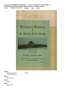 Concerning St. Bartley Primitive Baptist Church - African-American