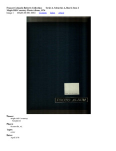 Maple Hill Cemetery Photo Album, 1976