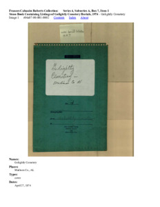 Steno Book Containing Listings of Golightly Cemetery Burials, 1974