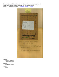 Maple Hill Cemetery Notes - Steno Pad 19 - H-J - Potters Field