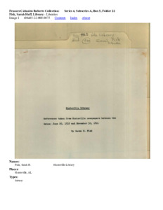 Fisk, Sarah Huff, Library