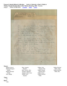 Walker, Nannie Herndon Rice to Her Mother, Drawing, 1884