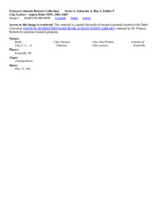 Clay Letters - copies, Duke MSS, 1842-1865