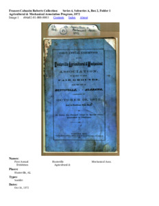 Agricultural &amp; Mechanical Association Program, 1872