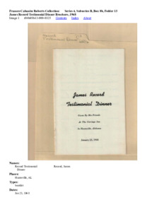 James Record Testimonial Dinner Brochure, 1968